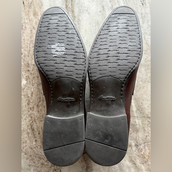 SANTONI BROWN PEBBLED LEATHER PENNY LOAFERS $1000 10.5 Moccasins Slip On Kiton - Picture 7 of 9